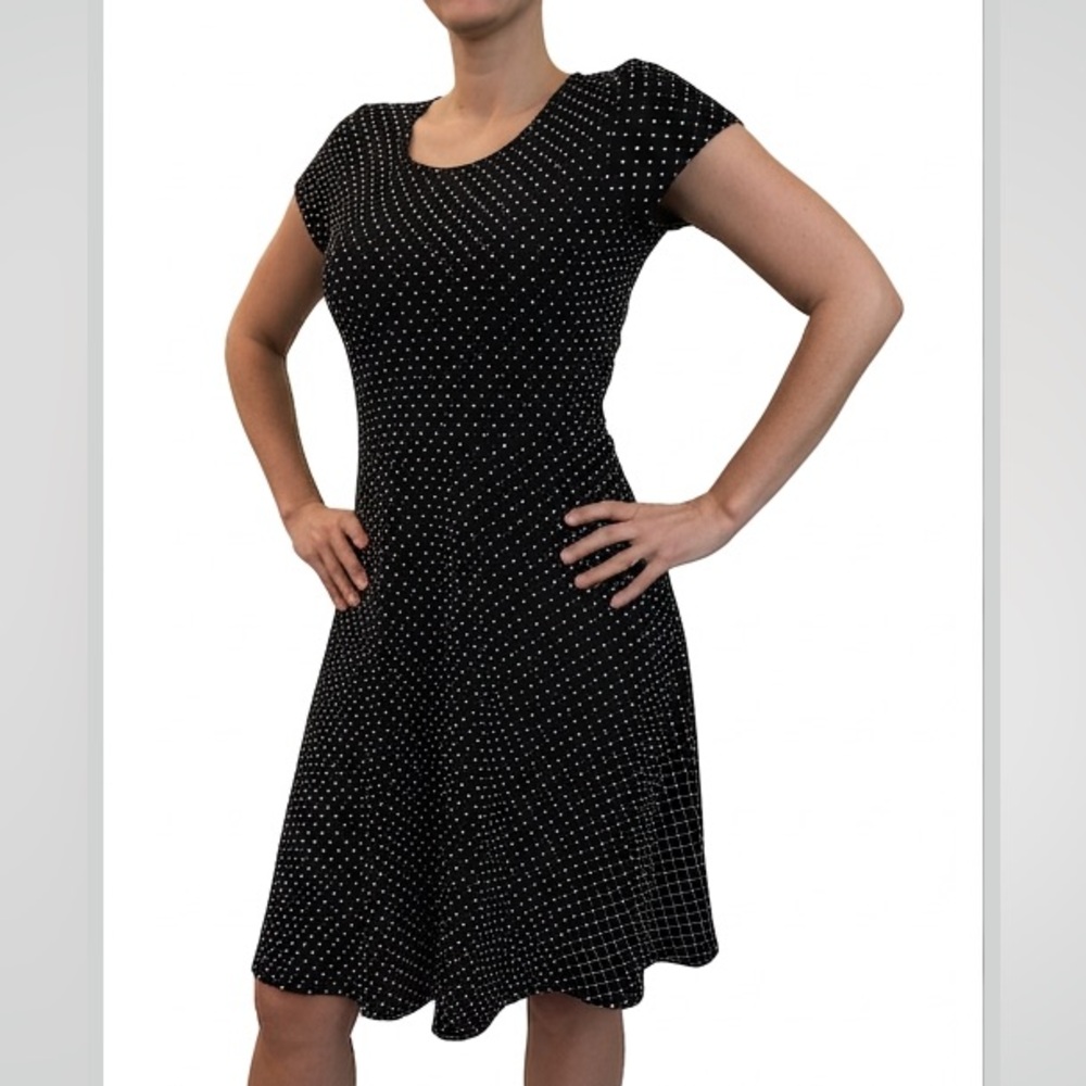 EUC | Michael Kors Black & White Polka Dot A-Line Mini Dress | Women’s Medium ✨